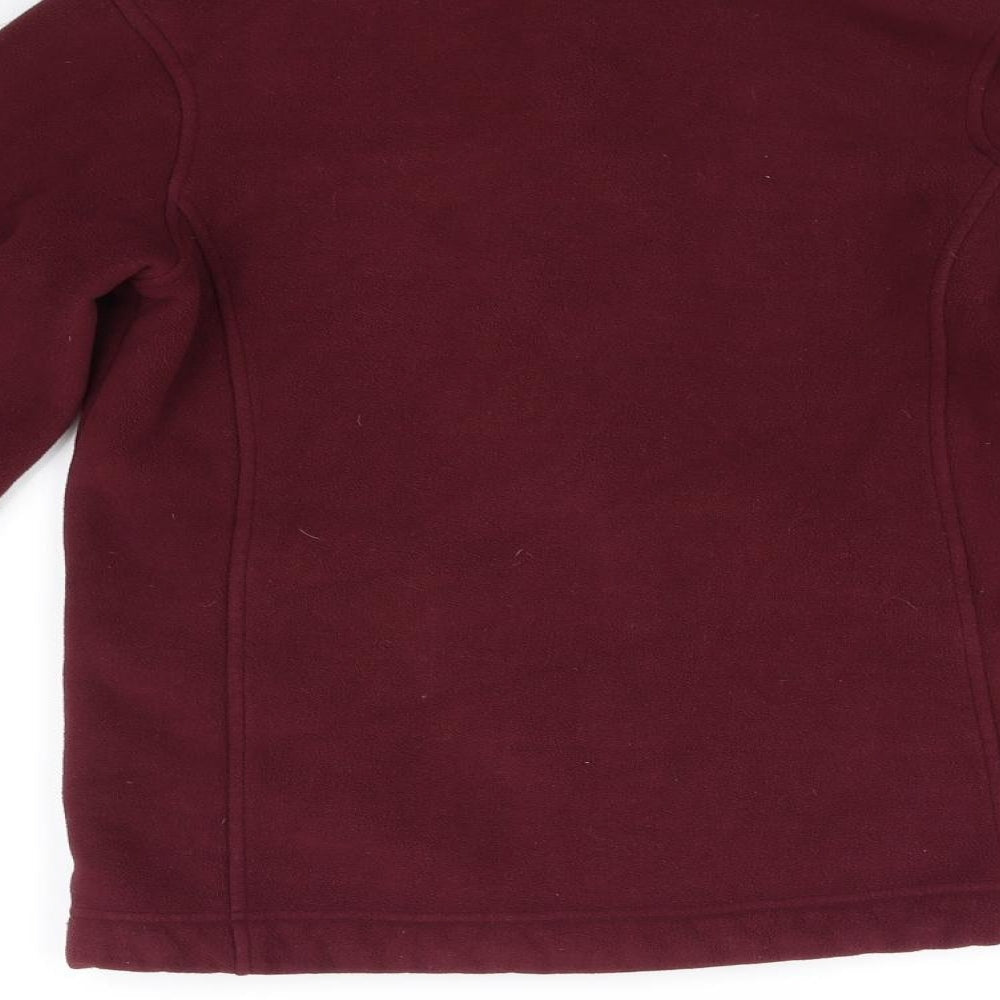 Brand and care label for Mountain Warehouse women’s purple full zip jumper, size UK 12