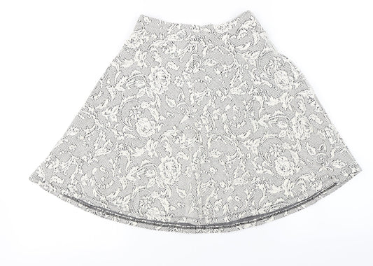 Miss Selfridge Womens Ivory Floral A-Line Skirt Size 8
