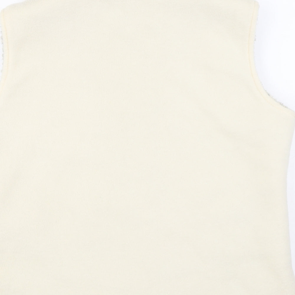 Brand and care label for active women’s ivory gilet coat, size L
