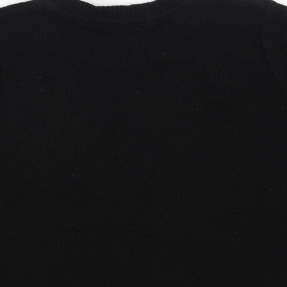 Brand and care label for girls’ on film womens black knit jumper, size 10
