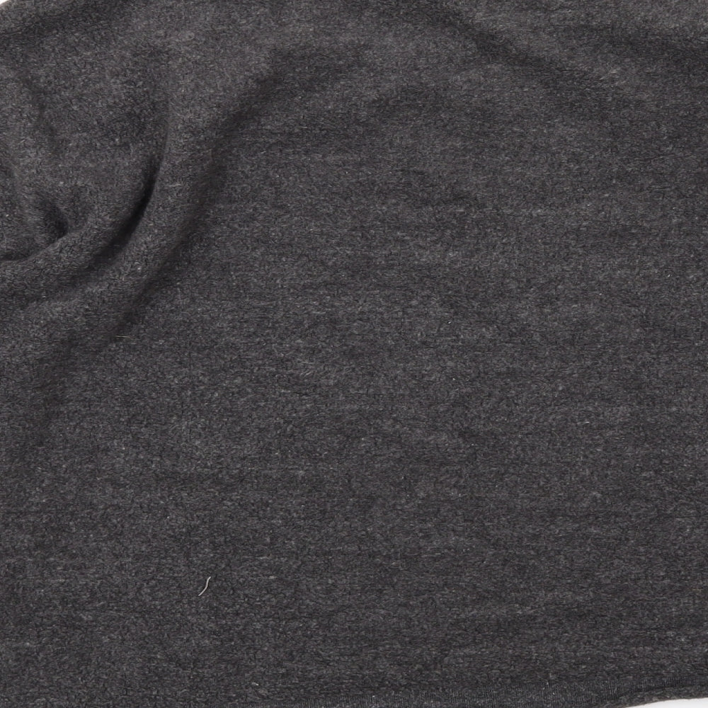 Brand and care label for Topshop women’s grey fleece pullover sweatshirt, size UK 8