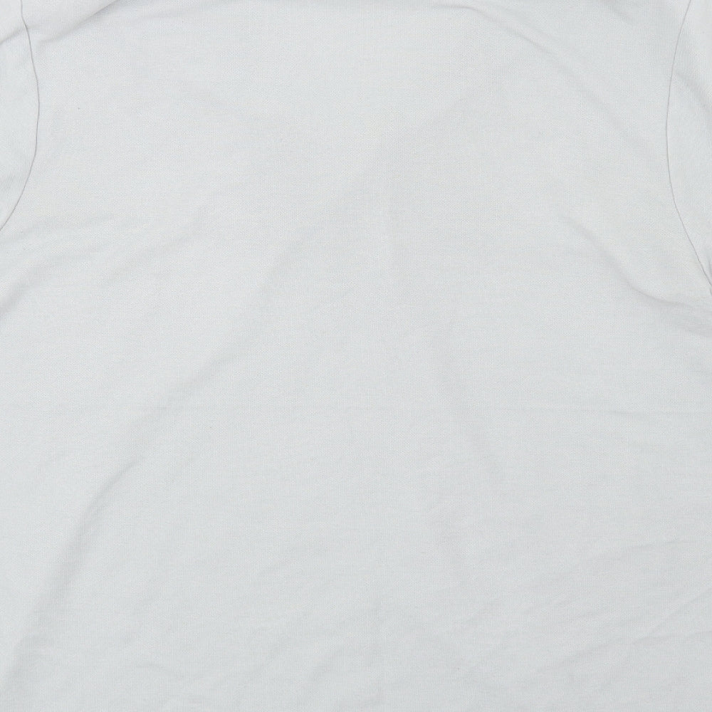 Brand and care label for Alexandra men’s grey jersey polo, size L