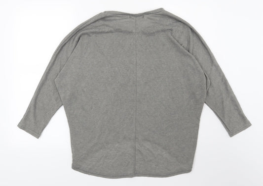 Zanzea Womens Grey Knit Pullover Jumper Size S