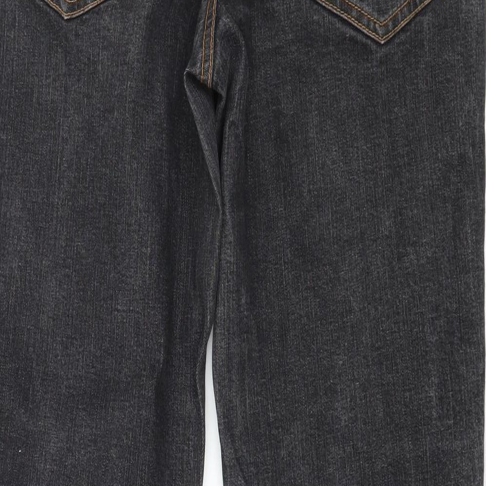 Brand and care label for AriZona women’s grey denim skinny jeans, size UK 28, in, 30-inch leg