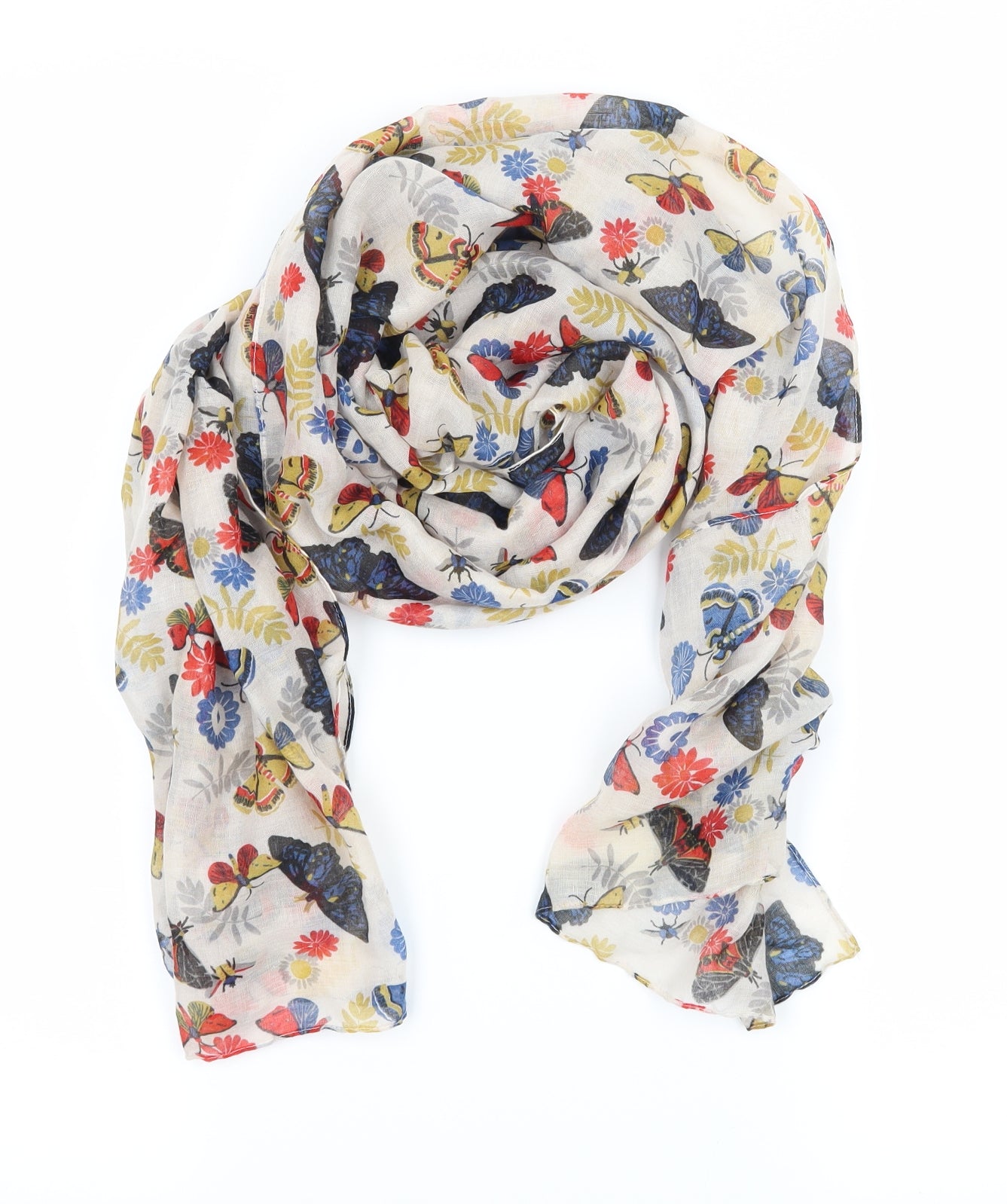 Preworn Womens Multicoloured Geometric Scarf - Butterflies