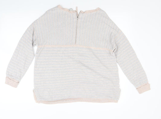 Wrap Womens Beige Striped Knit Pullover Jumper Size 12