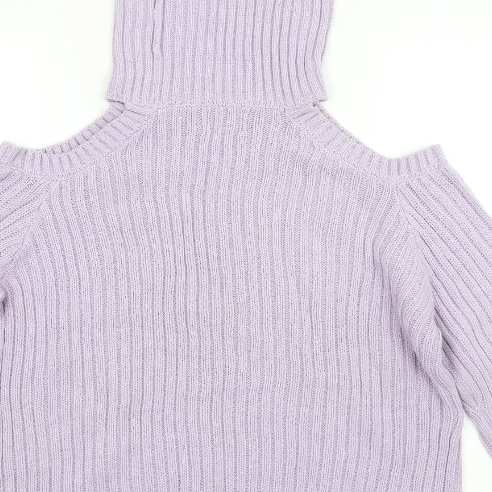 Brand and care label for Pullover women’s purple jumper, size UK 10