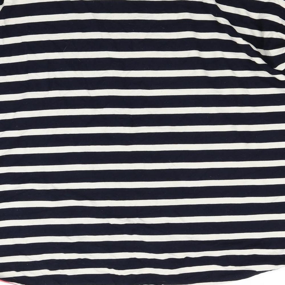 Brand and care label for Papaya women’s blue striped jumper, size M