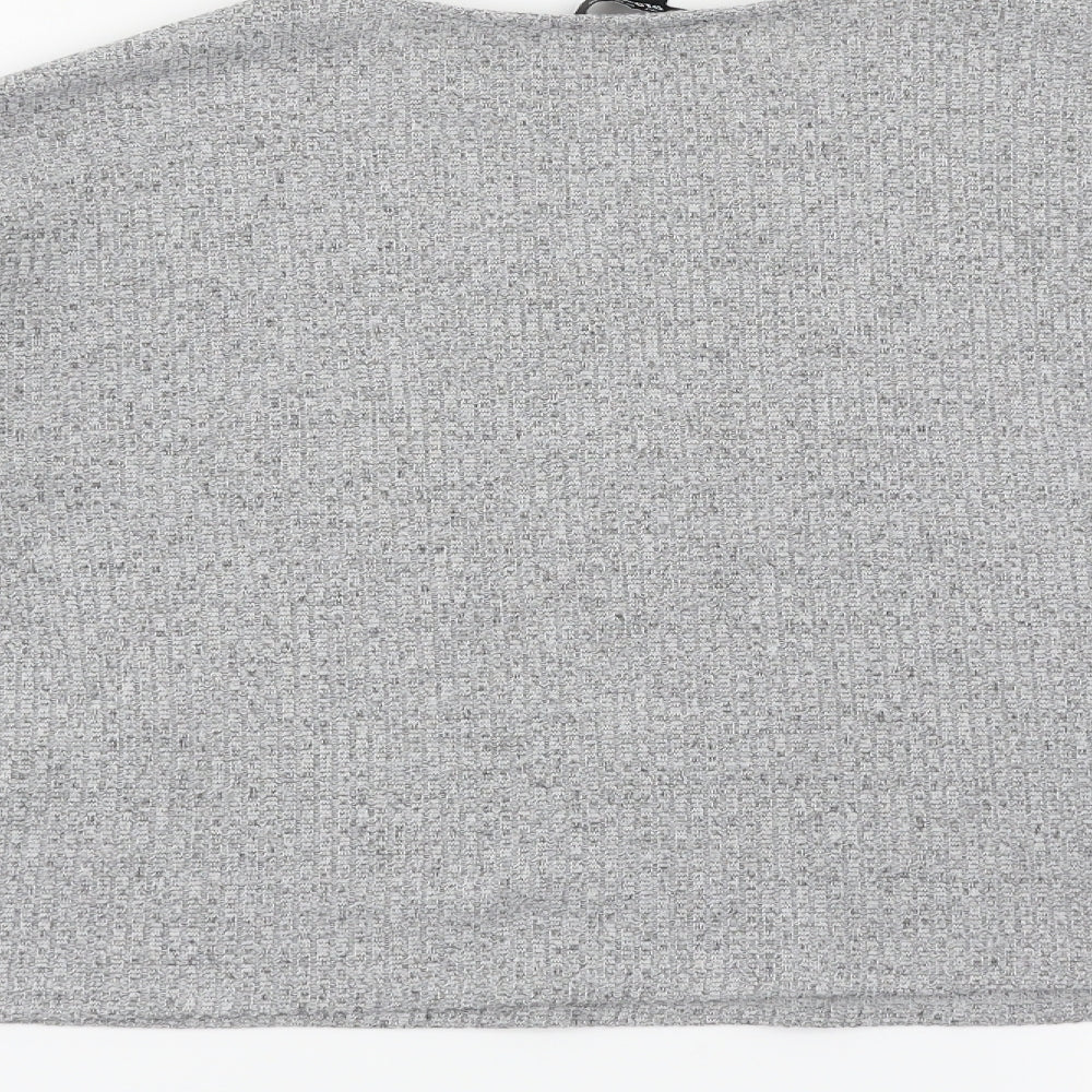 Brand and care label for New Look girls’ grey jumper, size 14-15, years