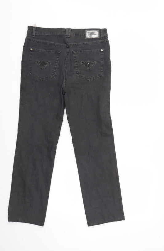 Gerry Weber Womens Grey Denim Straight Jeans Size 10 L27 in