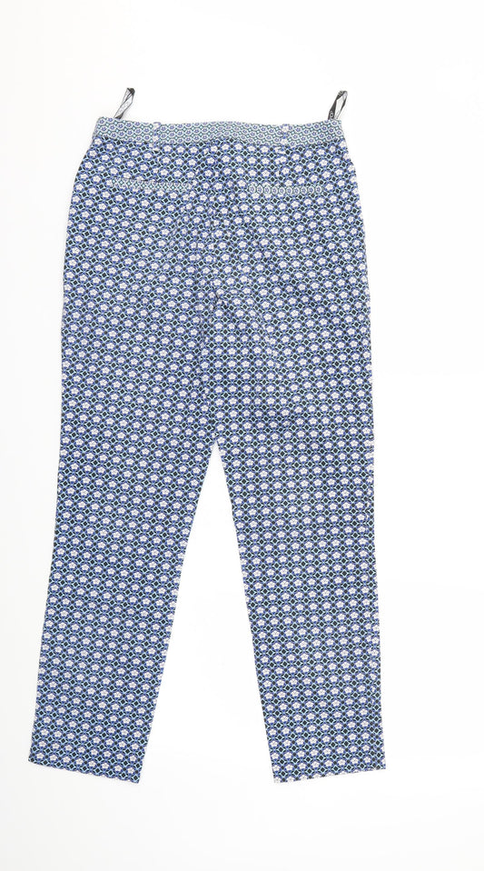 Topshop Womens Blue Geometric Trousers Size 10 L27 in