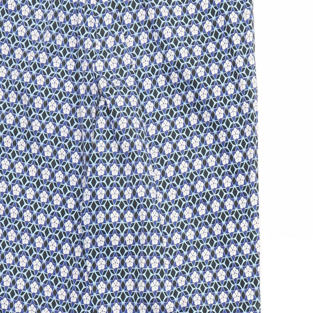 Topshop Womens Blue Geometric Trousers Size 10 L27 in