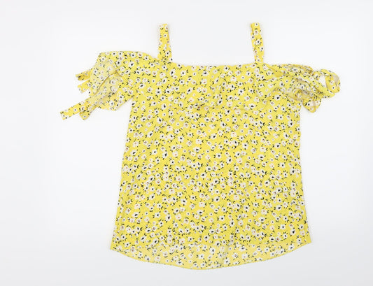 Bonmarché Womens White Floral Basic Blouse Size 10