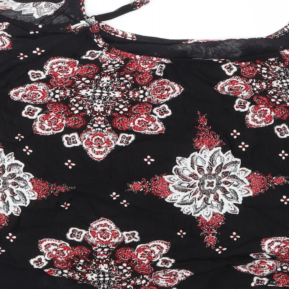 Select Womens Black Floral Basic Blouse Size 12