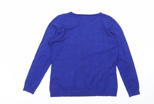 Just Elegance Womens Blue Basic T-Shirt Size S