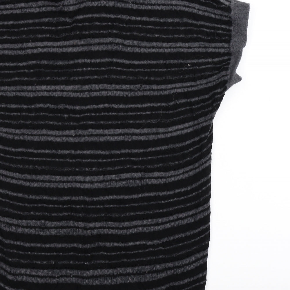 Brand and care label for POL women’s black striped knit jumper, size S