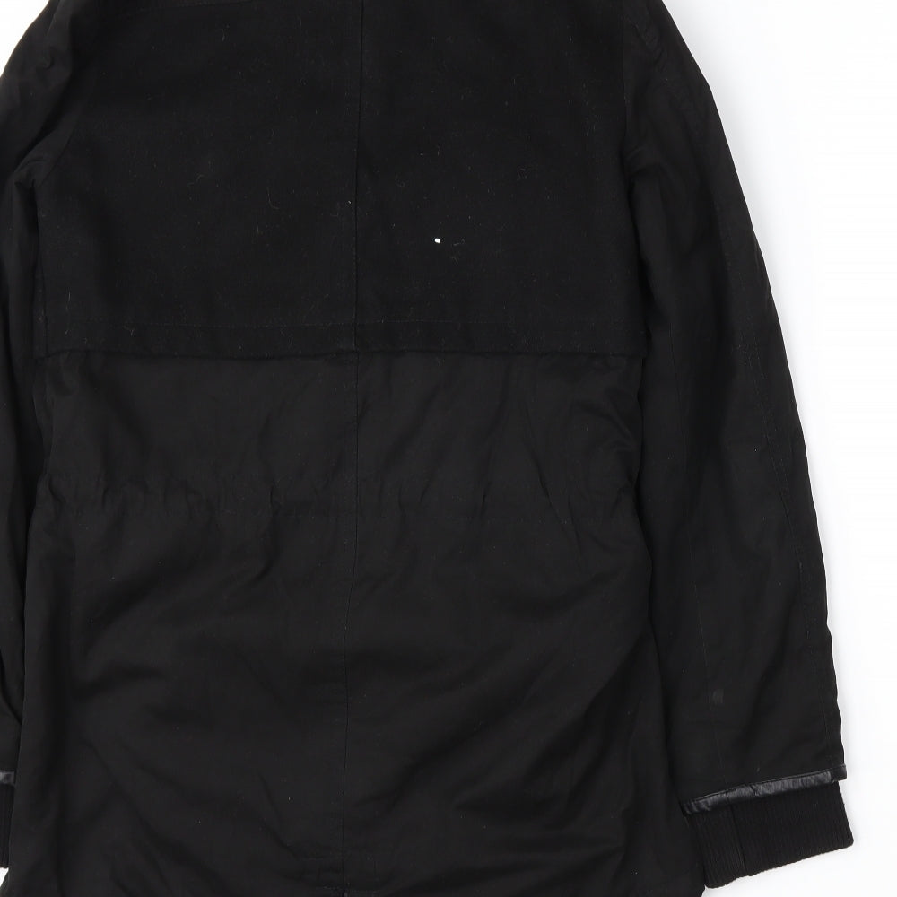 Brand and care label for tiffosi women’s black parka coat, size XS