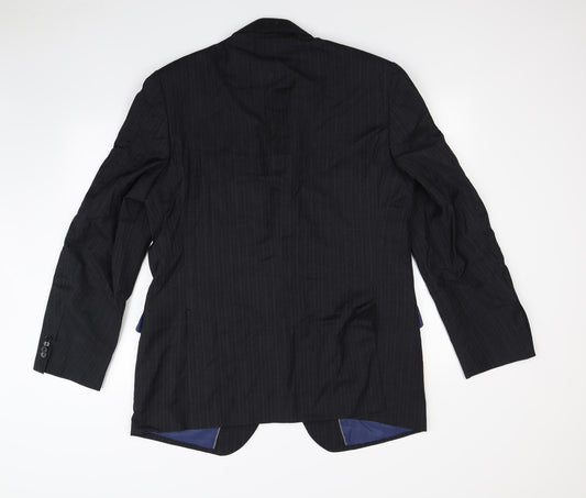 Preworn Mens Black Striped Jacket Blazer Size L