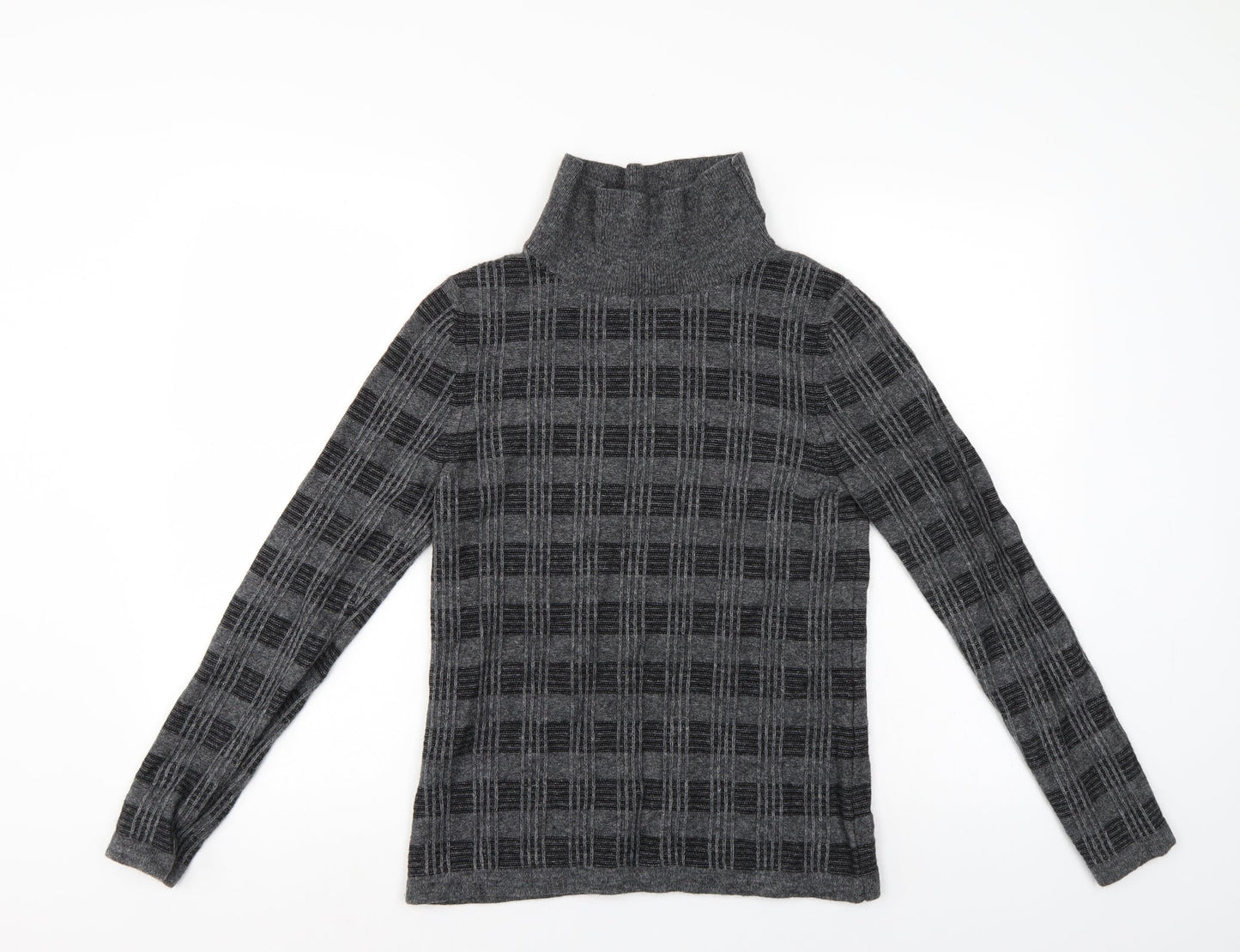 Laura Ashley Womens Grey Check Pullover Jumper Size 8