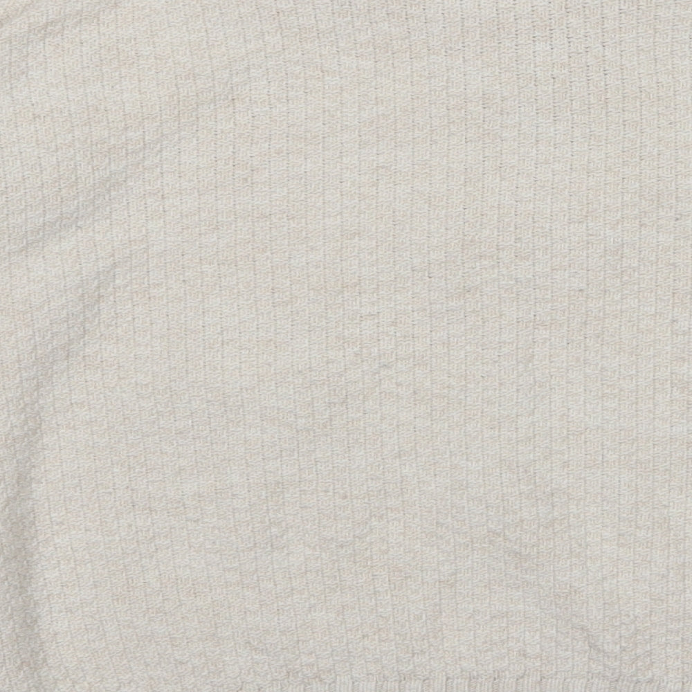 Brand and care label for Dorothy Perkins women’s white jumper, size UK 12