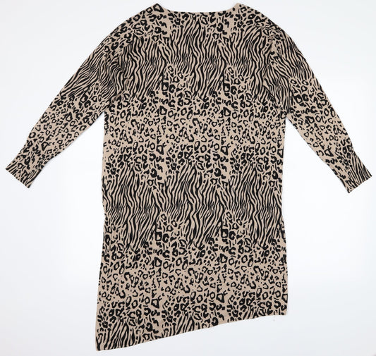 Debenhams Womens Brown Animal Print Shirt Dress Size 14
