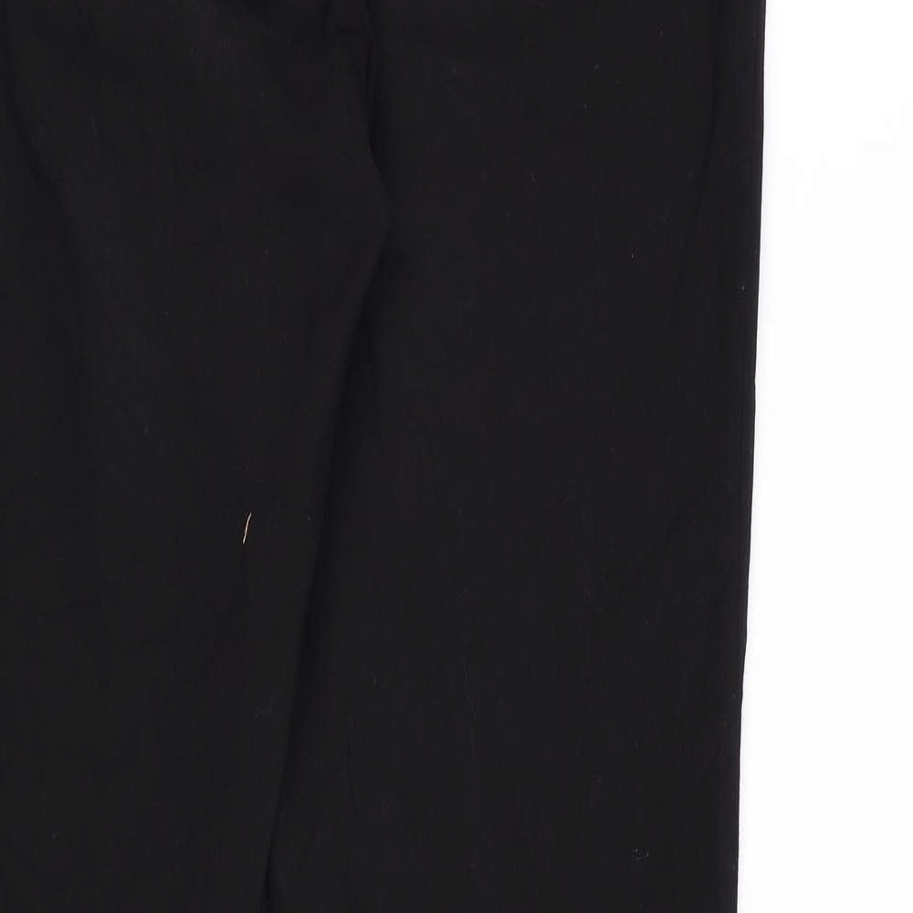 Brand and care label for H&M women’s black rayon dress pants trousers, size UK 12, 30-inch leg