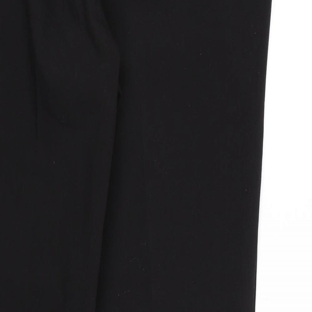 Brand and care label for H&M women’s black rayon dress pants trousers, size UK 12, 27-inch leg