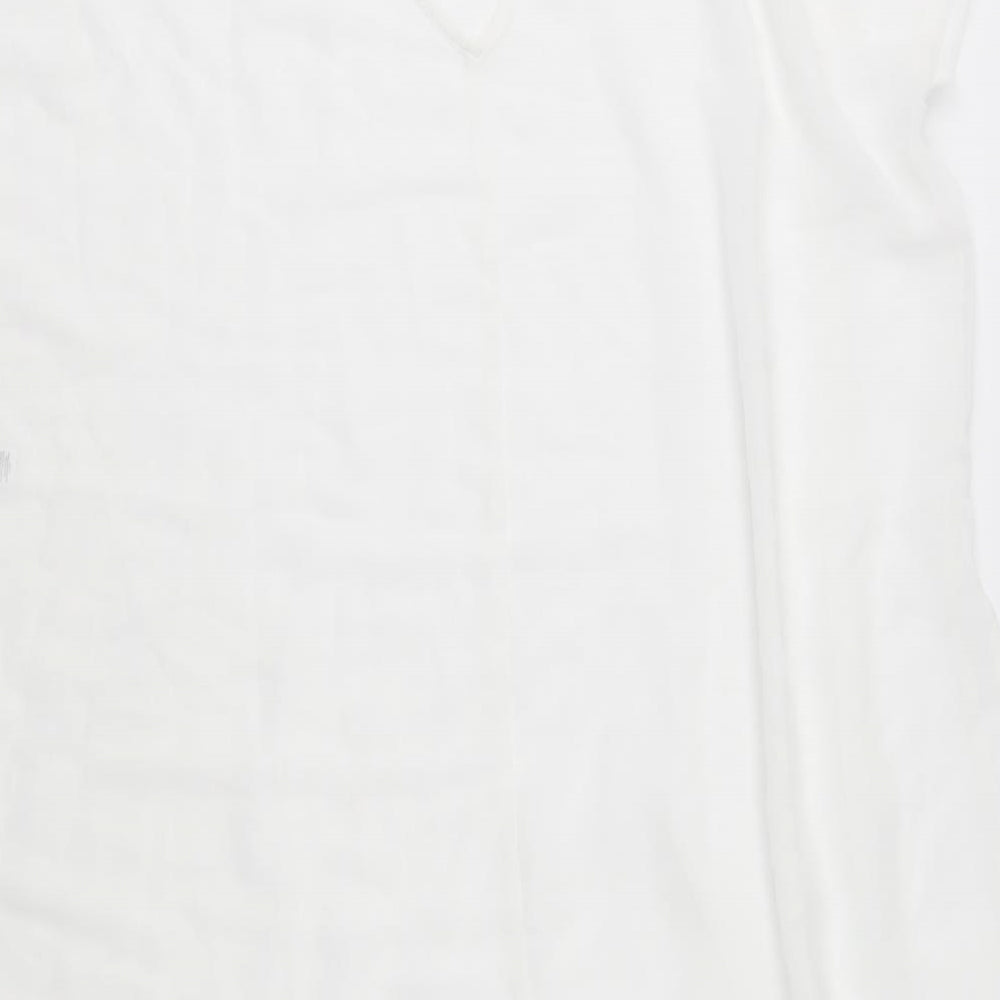 Brand and care label for ASOS women’s white chiffon tunic blouse, size UK 10, - swim