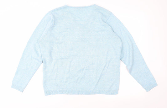 EWM Womens Blue Knit Pullover Jumper Size L