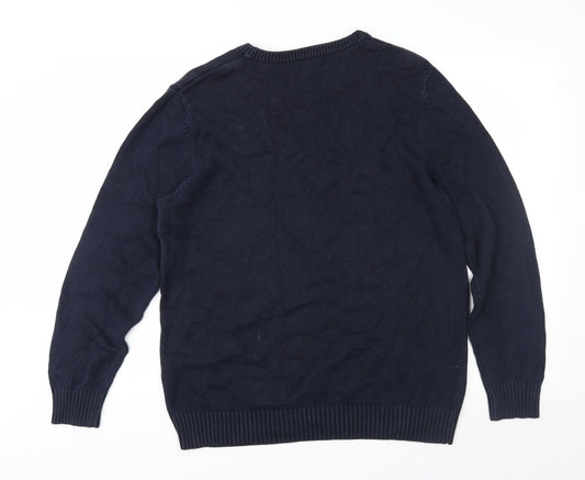 Easy Mens Blue Knit Pullover Jumper Size M