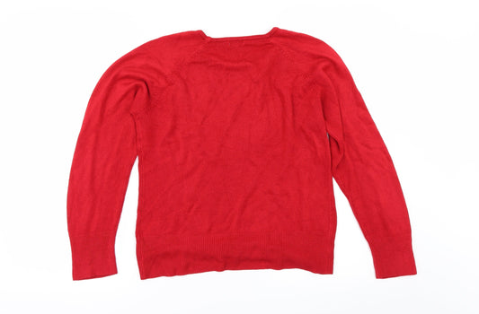 TEXT Womens Red Pullover Jumper Size M