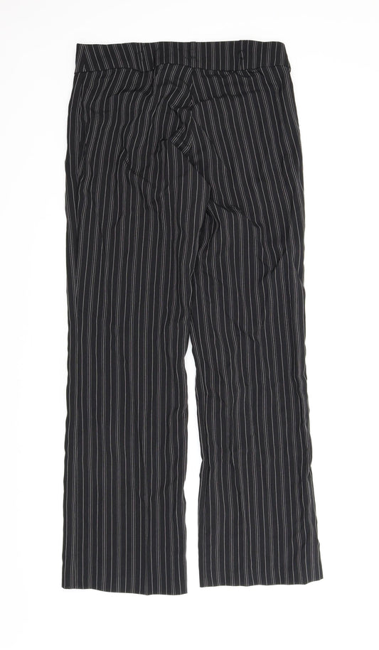 La Redoute Womens Black Striped Trousers Size 14 L32 in