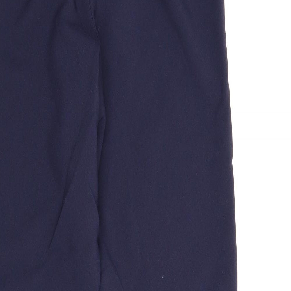 Brand and care label for Essentials women’s blue carpenter trousers, size UK 10, 26-inch leg