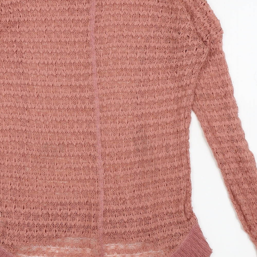 Brand and care label for New Look women’s pink jumper, size UK 6