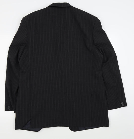 Asda George Mens Black Striped Jacket Blazer Size 44