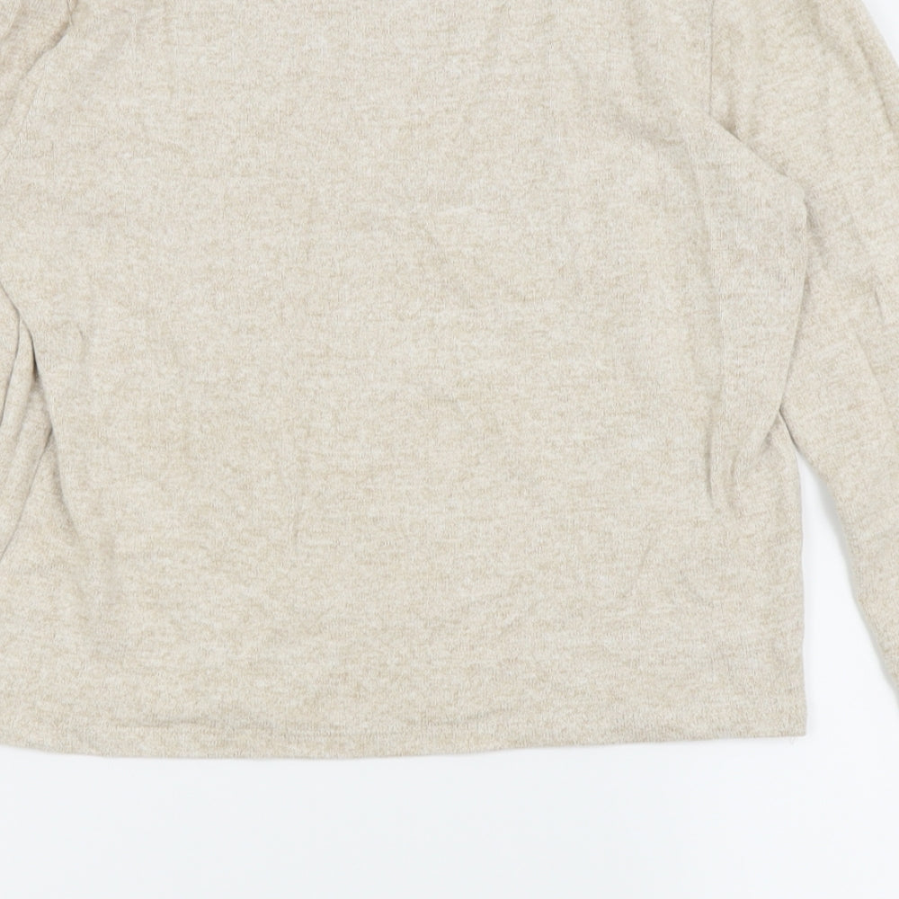 jeff and co Womens Beige Basic T-Shirt Size 10