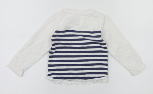 Hello Kitty Girls Blue Animal Print Henley Jumper Size 12-18 Months