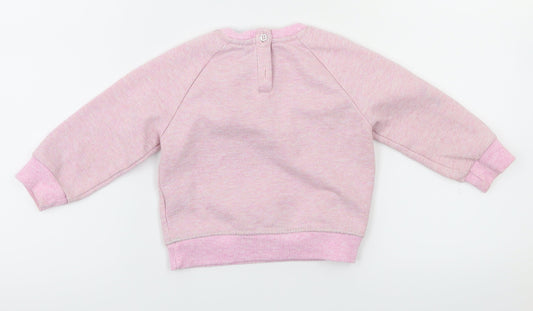 Disney Girls Pink Animal Print Pullover Jumper Size 9-12 Months