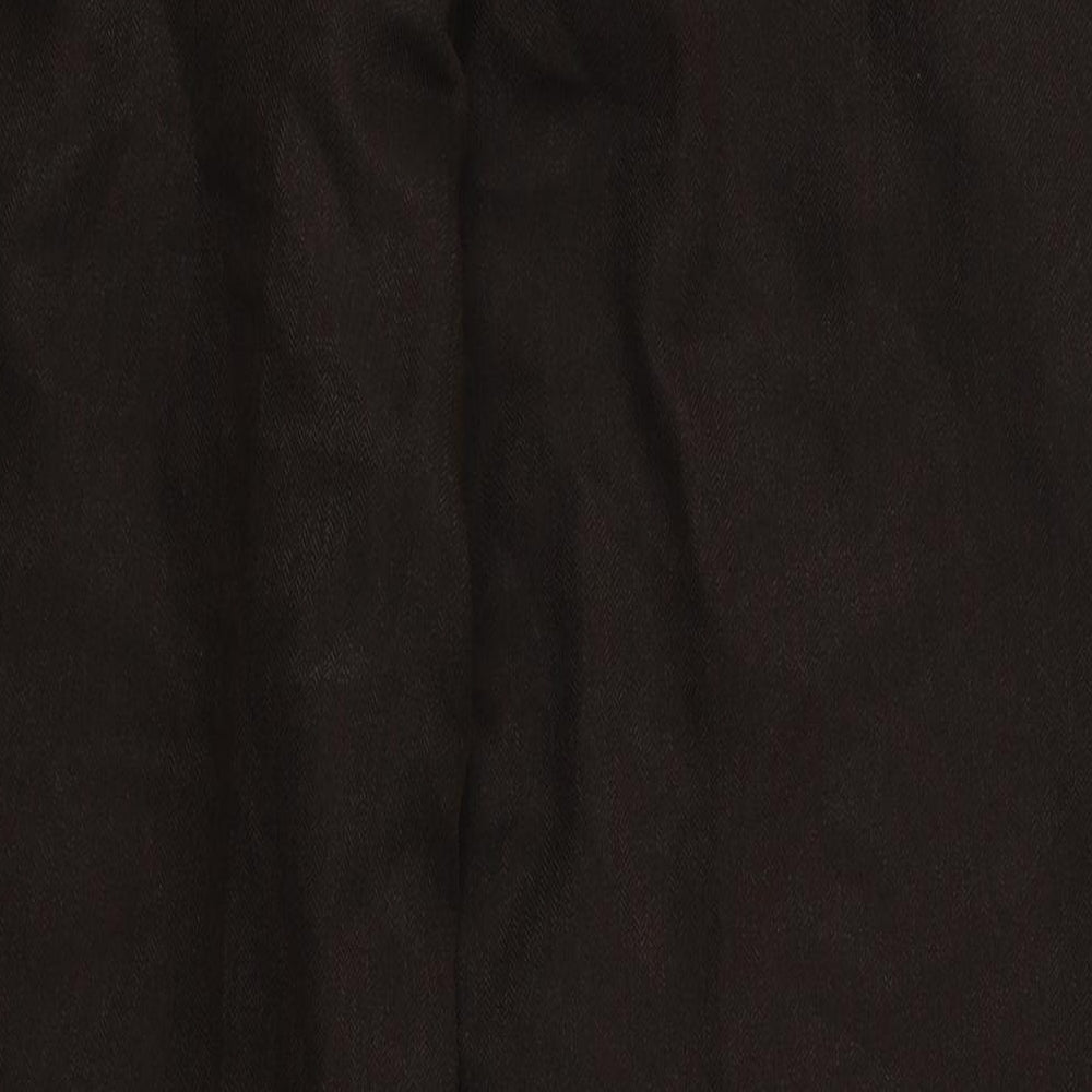 Brand and care label for Marks & Spencer women’s brown houndstooth trousers, size UK 14, 25-inch leg - stretch waistband