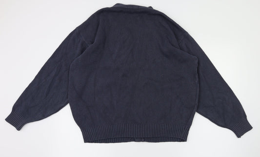 Carson Womens Blue Argyle/Diamond Cardigan Jumper Size M
