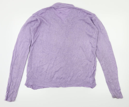 preworn Womens Purple Floral Cardigan Jumper Size 14