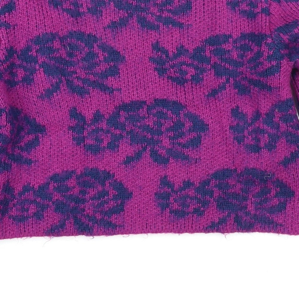 Brand and care label for M&Co girls’ purple floral jumper, size 9-10, years - cropped