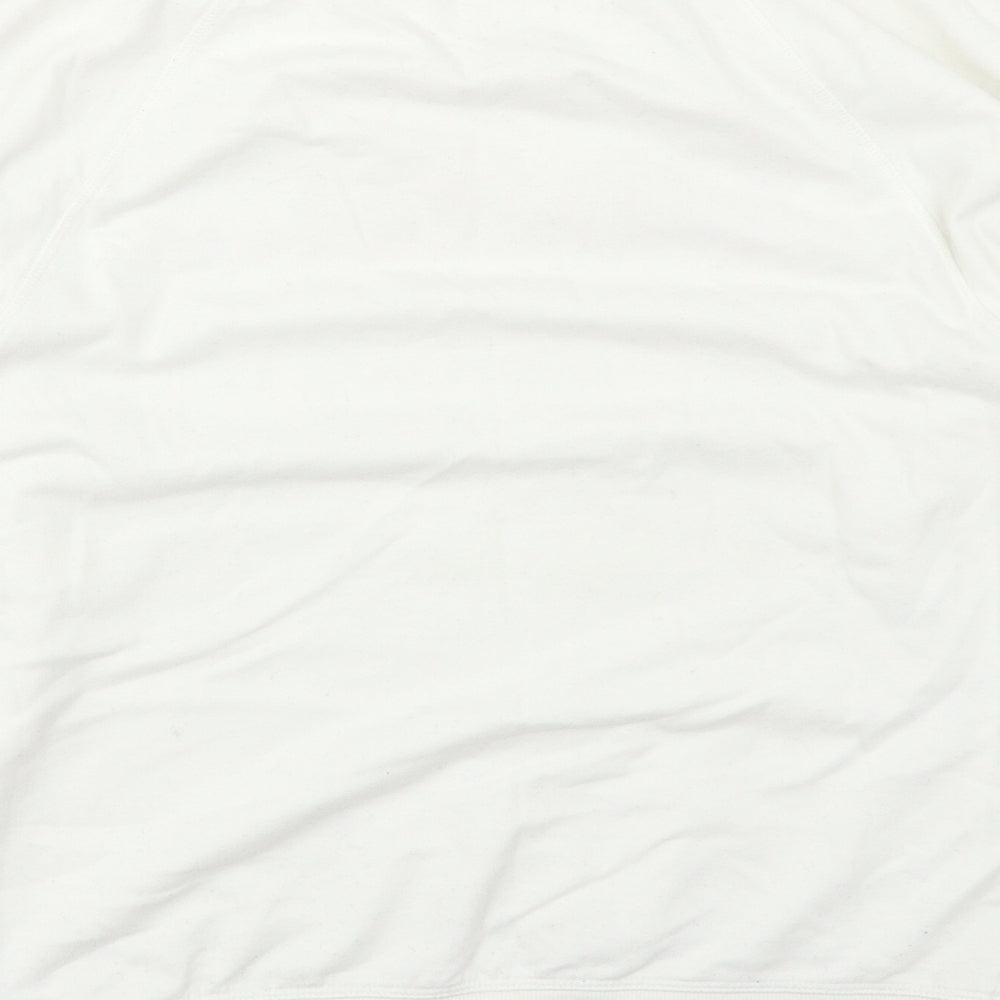 Brand and care label for George women’s white pullover sweatshirt, size S