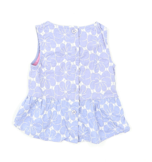 Young Dimension Girls Blue Basic T-Shirt Size 9-12 Months - Peplum