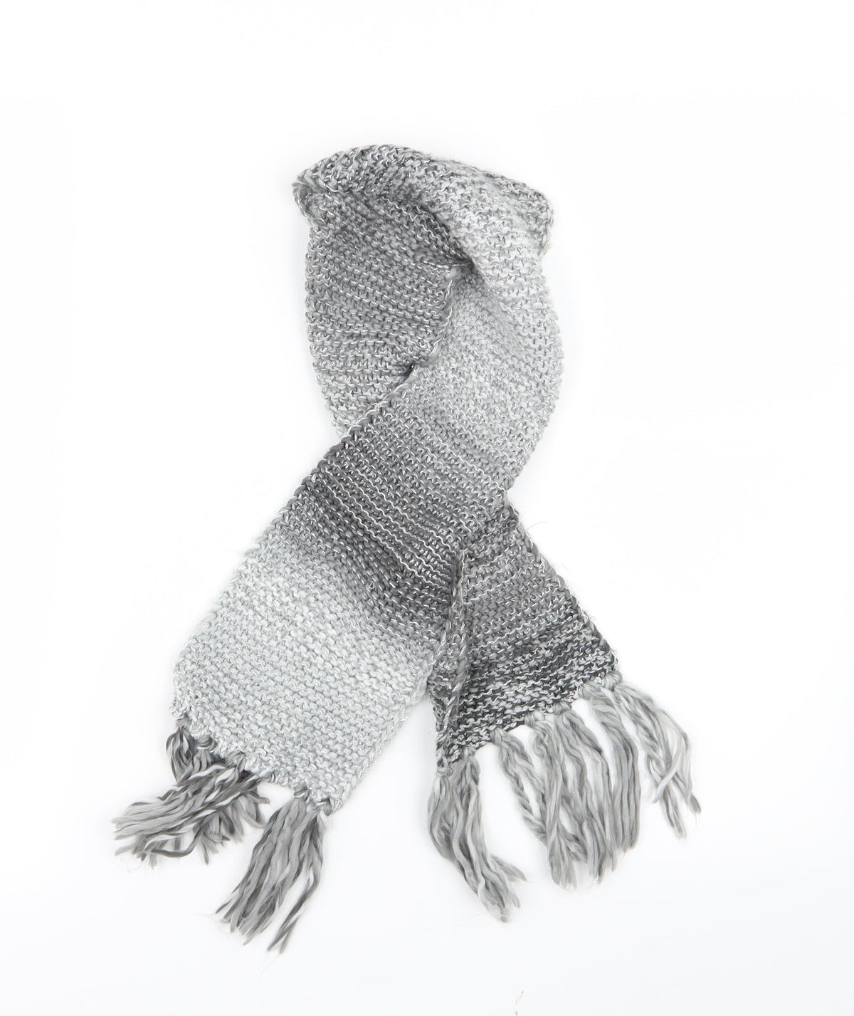 Front view of Preworn girls’ silver knit scarf scarves & wraps one size