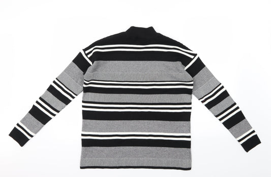 New Look Womens Black Striped Knit Pullover Jumper Size 10