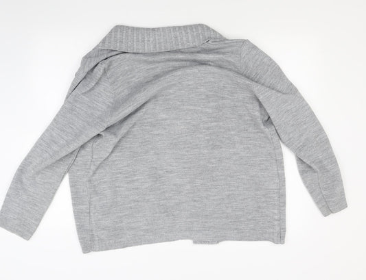 Classic Womens Grey Knit Cardigan Jumper Size L