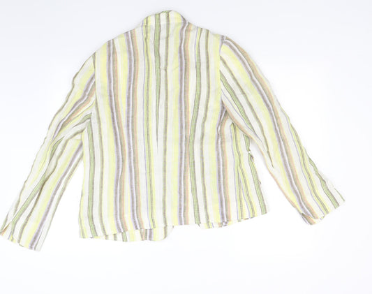 Marcona Womens Yellow Striped Jacket Blazer Size 10