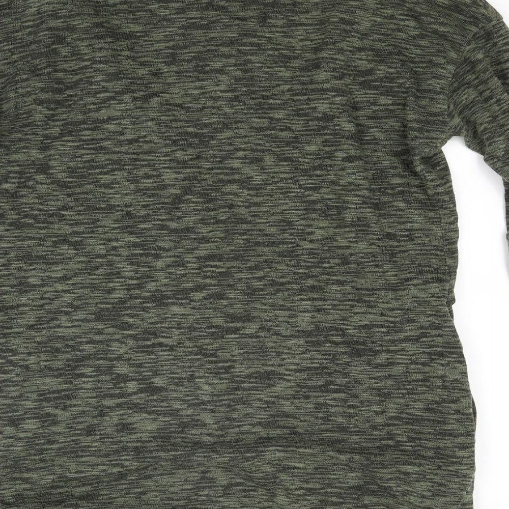 Brand and care label for Topshop women’s green knit cardigan jumper, size UK 12