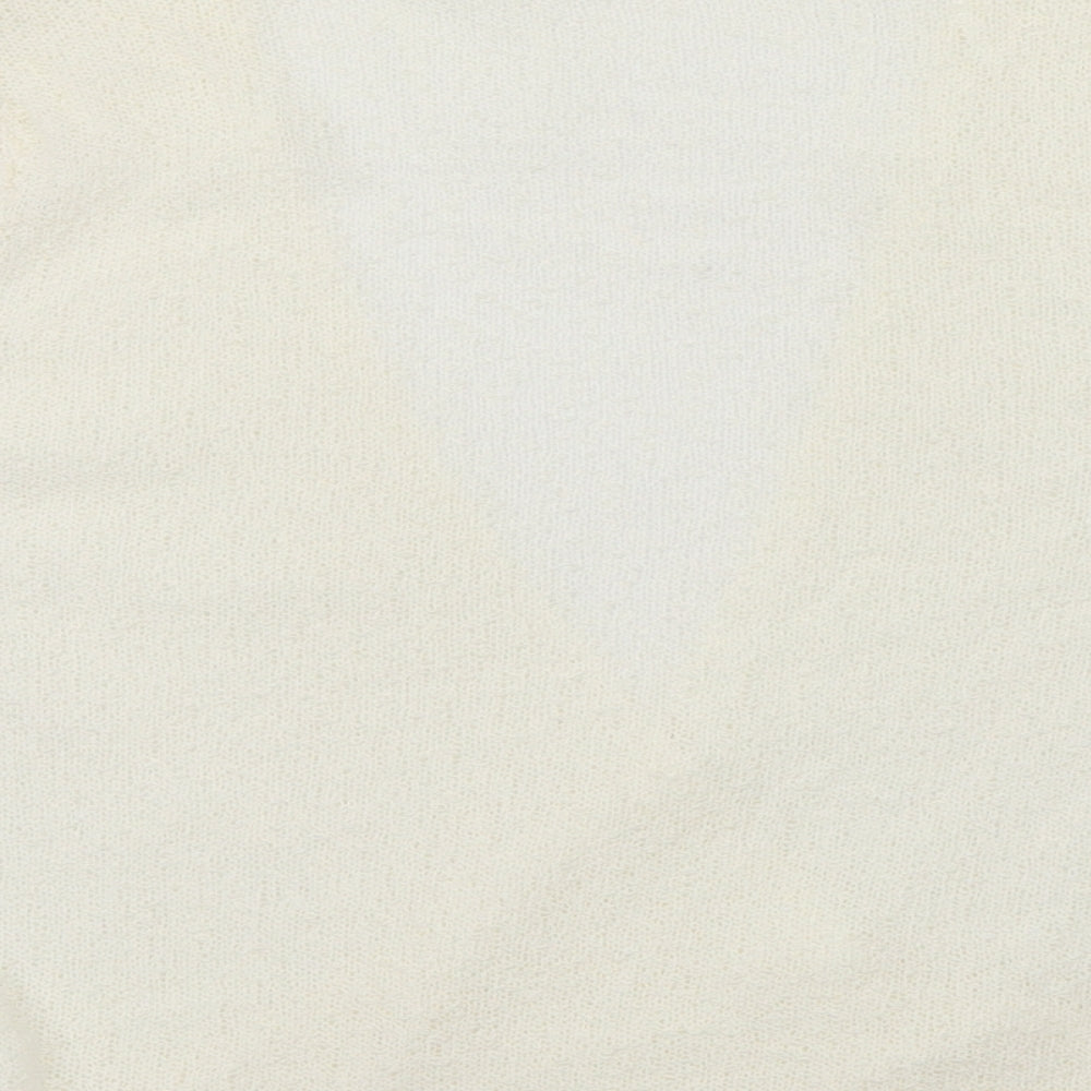 Brand and care label for text women’s ivory wrap jumper, size L